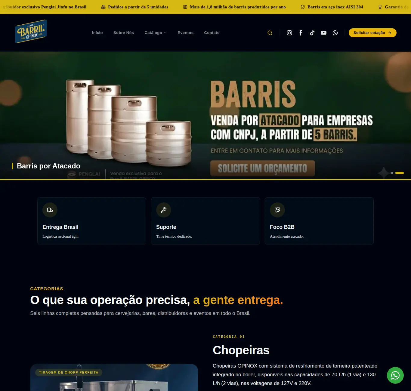 Preview do site GP Barril Inox